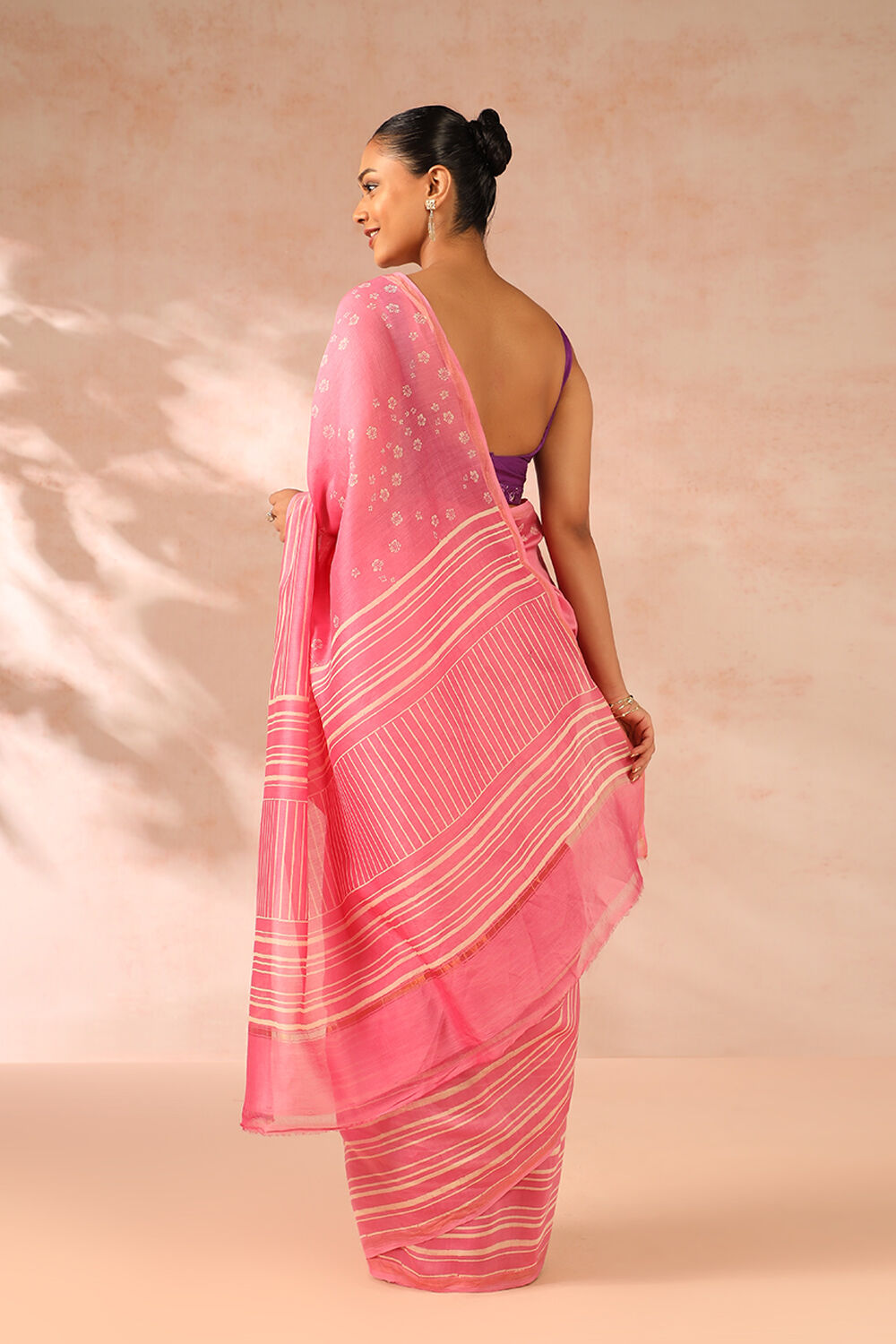 Pink Block Printed Pure Silk Cotton Chanderi Saree image number null