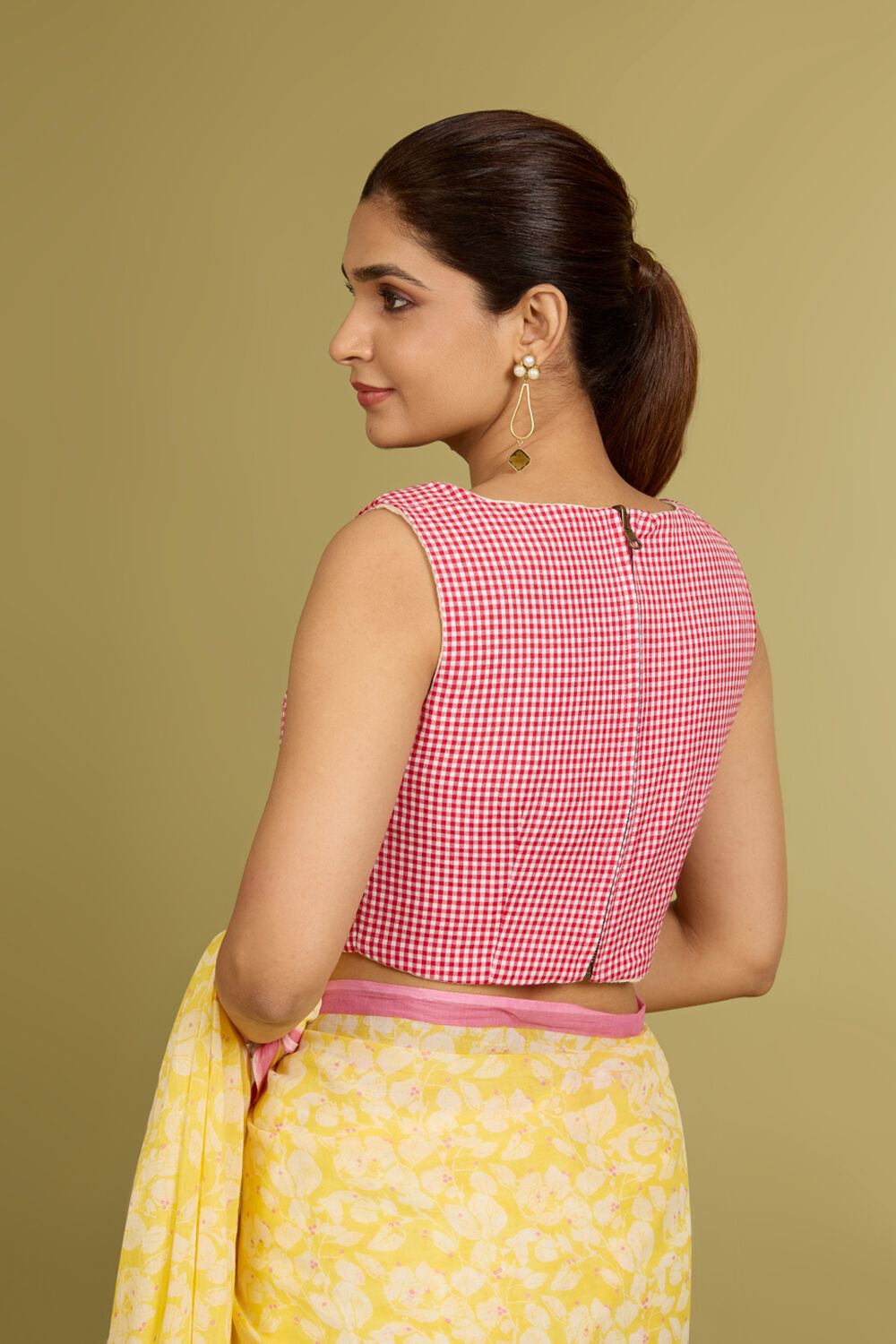 Red Pure Cotton Woven Blouse image number null