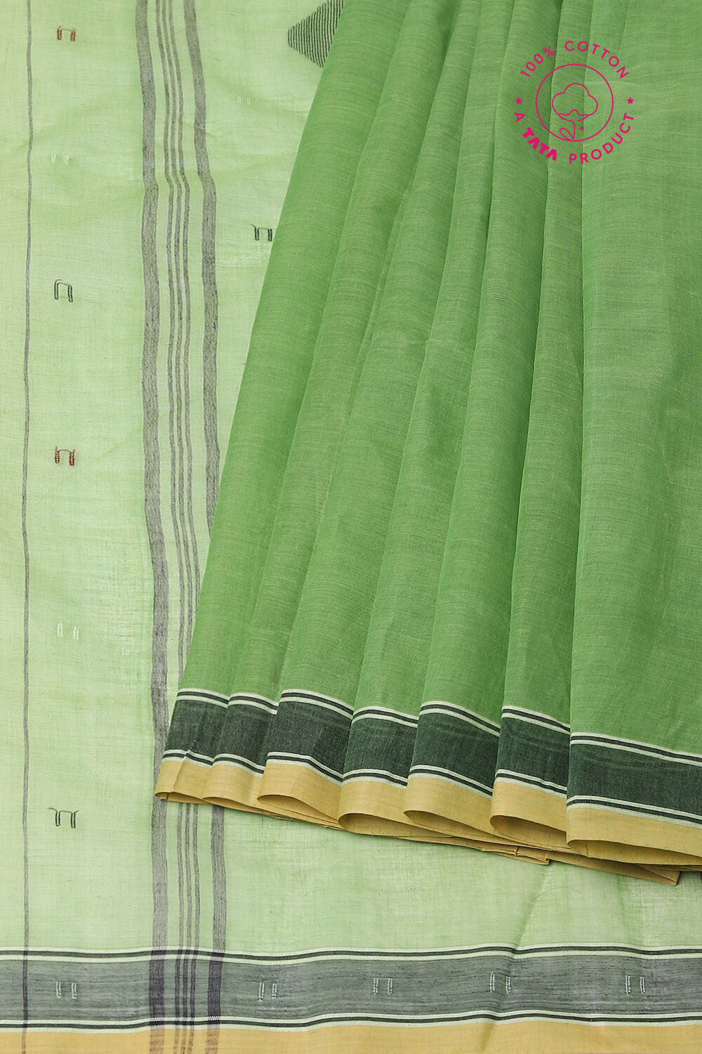 Green Pure Cotton Bengal Saree image number null