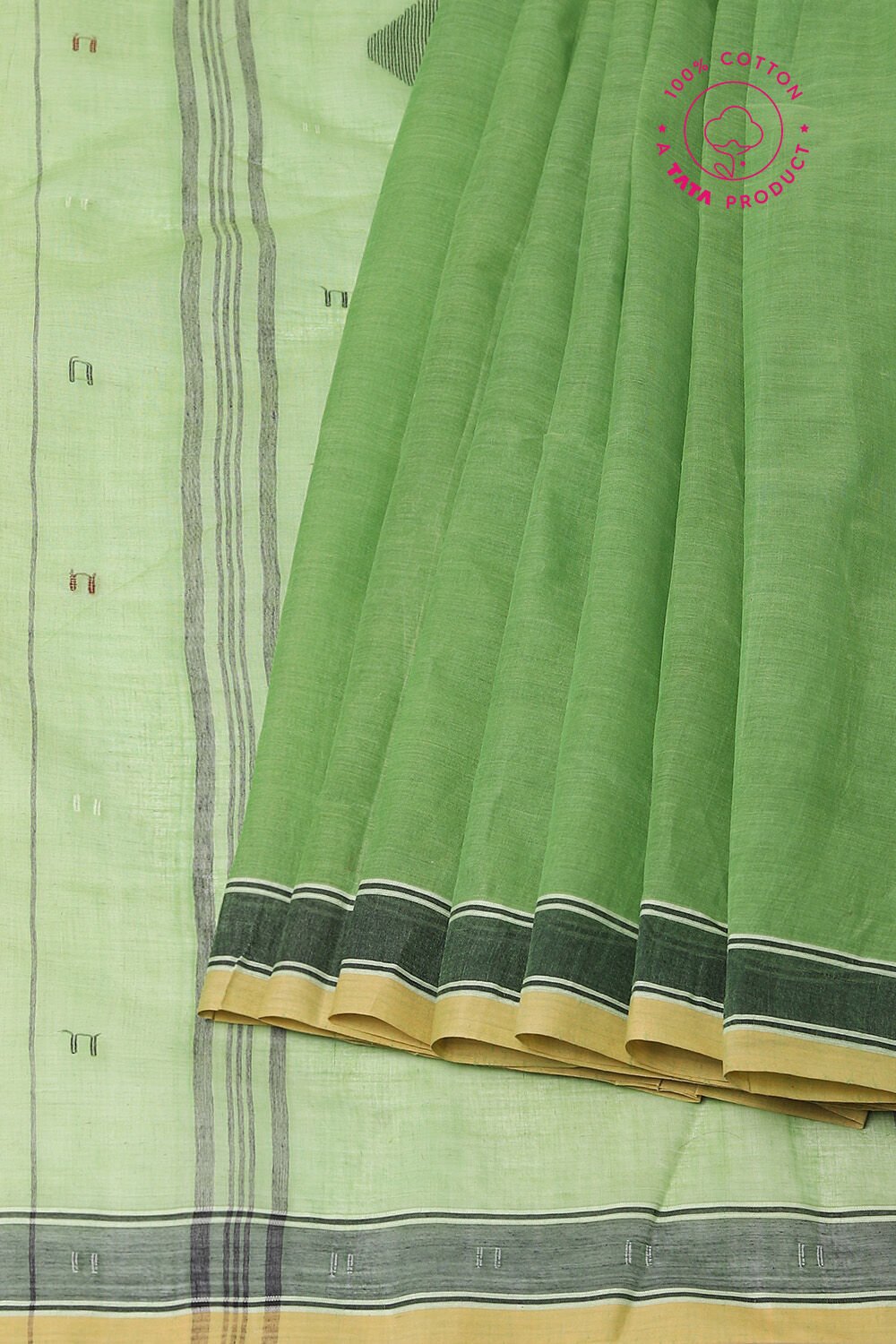 Green Pure Cotton Bengal Saree image number null