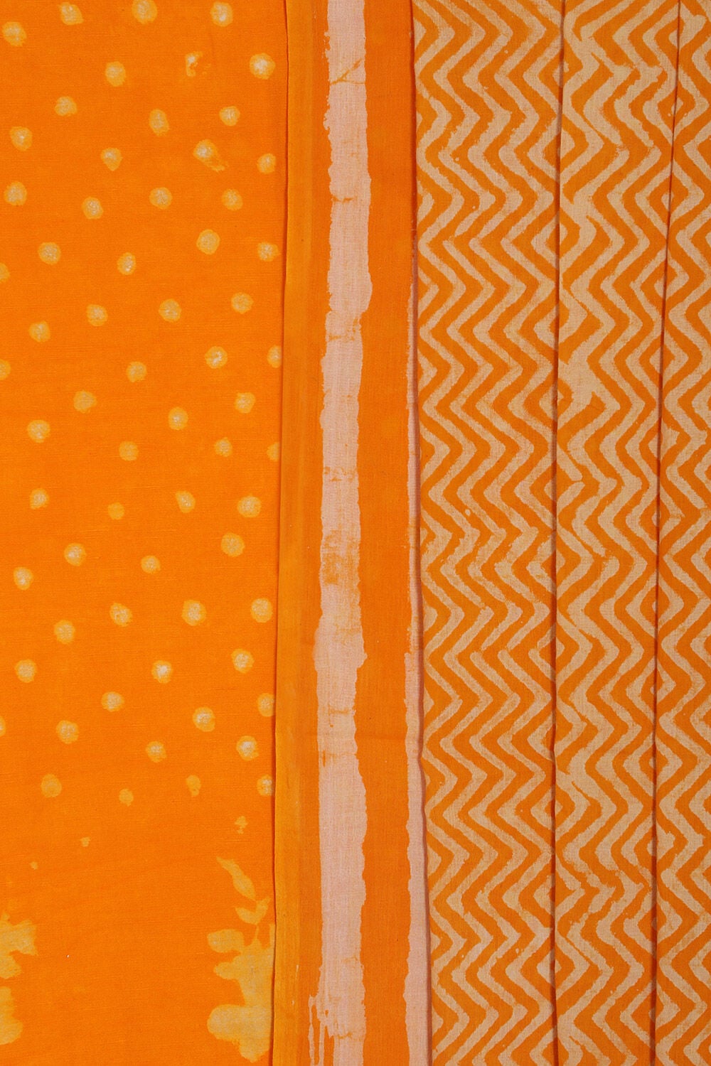 Yellow Pure Cotton Linen Dabu Block Printed Unstitched Suit Set image number null