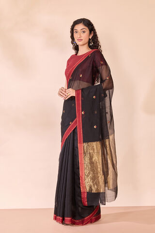 Black Eknaliya Pure Silk Cotton Chanderi Saree thumbnail image number null
