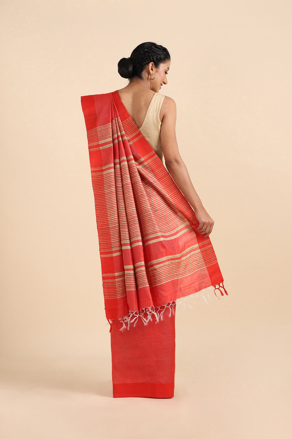 Orange Silk Viscose Bhagalpuri Saree image number null