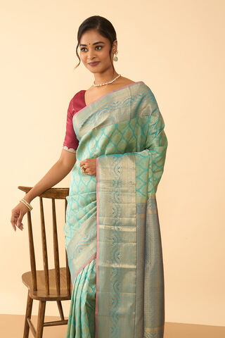 Light Blue Woven Silk Viscose Saree thumbnail image number null