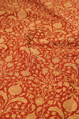 Dark Orange Pure Silk Cutwork Banarasi Saree thumbnail image number null