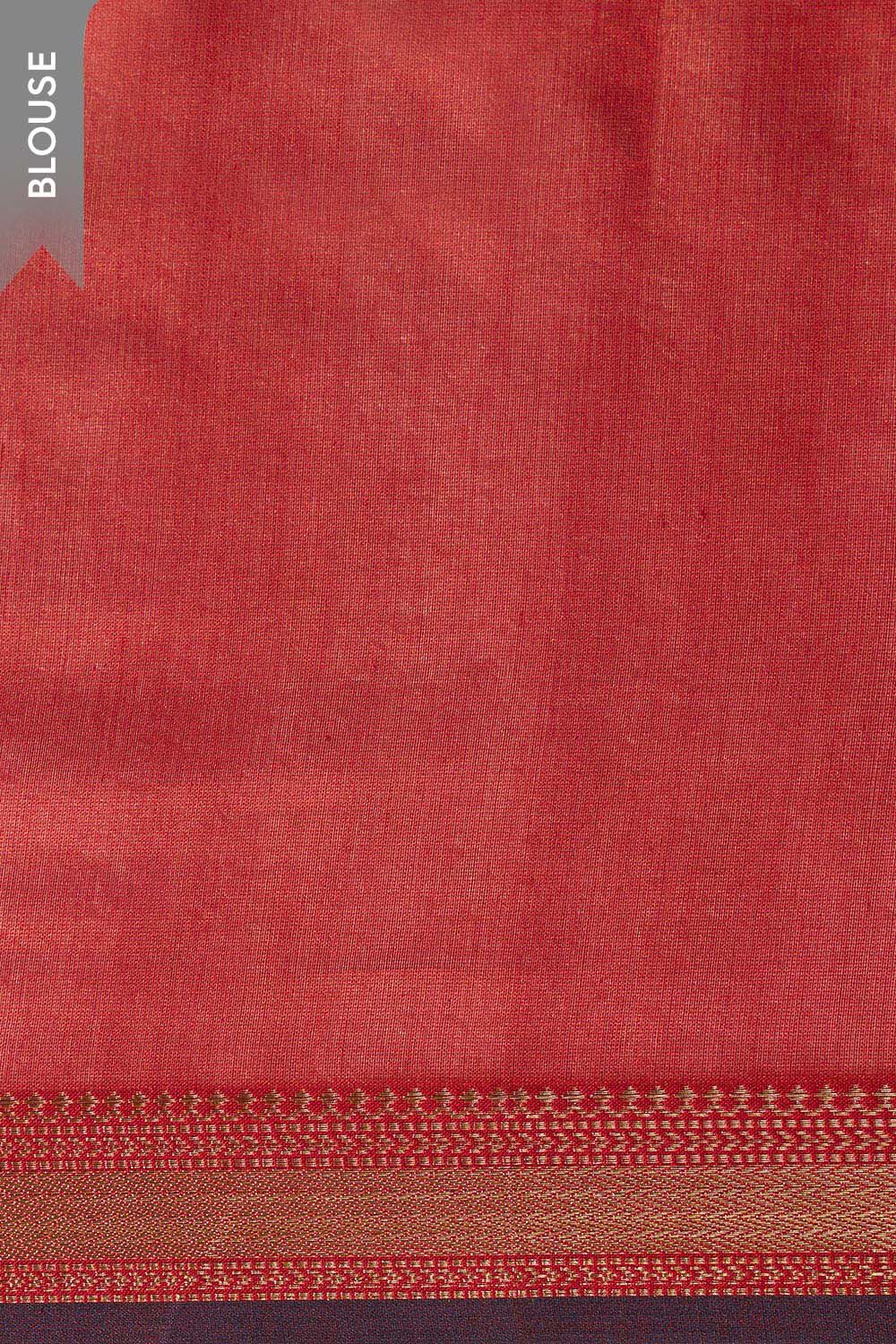 Red Woven Pure Silk Cotton Maheshwari Saree image number null
