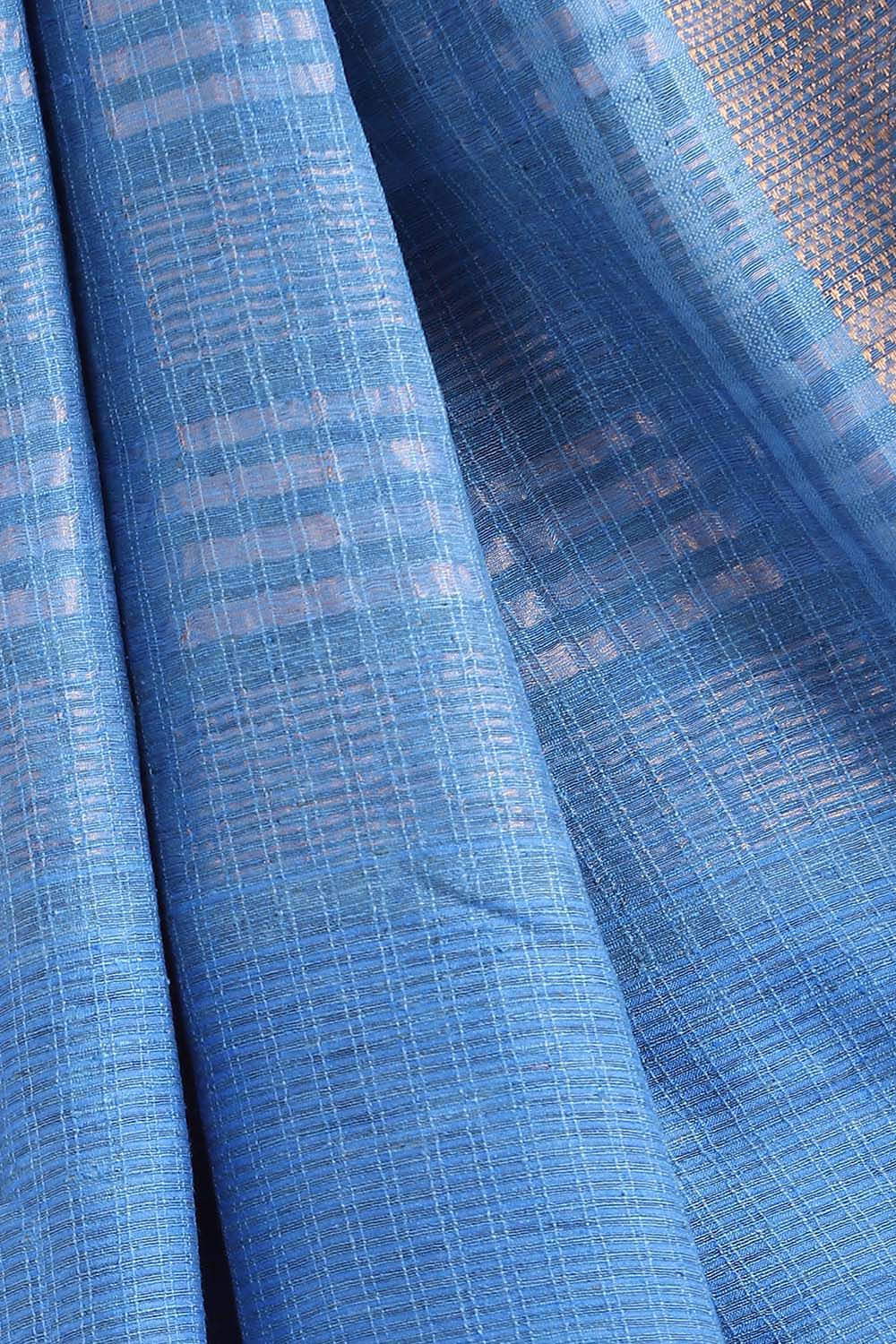 Blue Pure Silk Woven Saree image number null