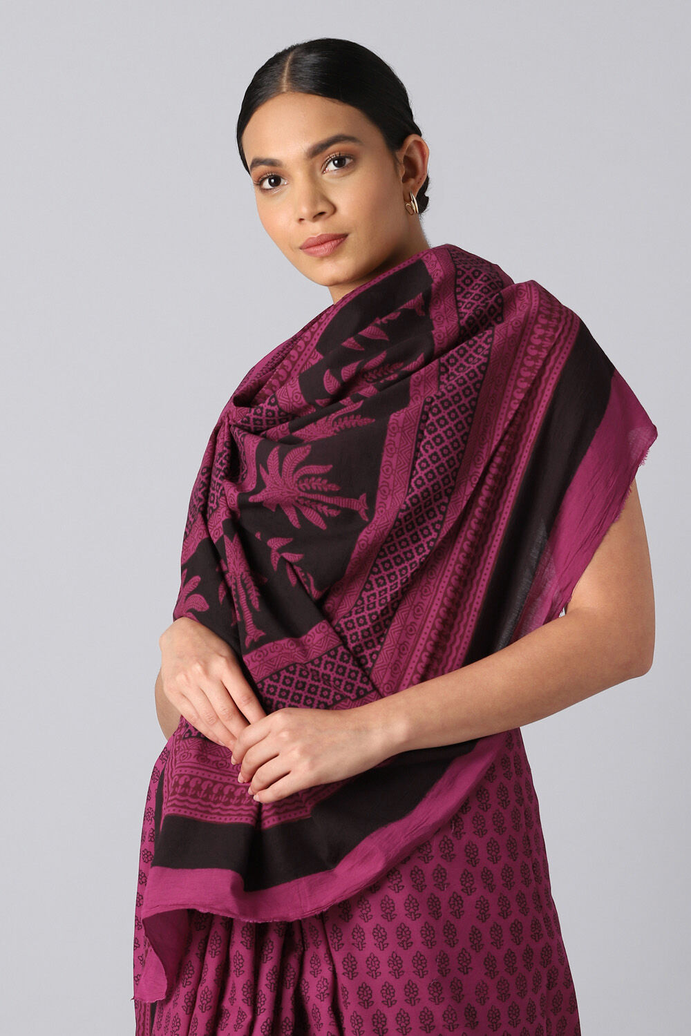Pink Pure Cotton Bagh Printed Saree image number null