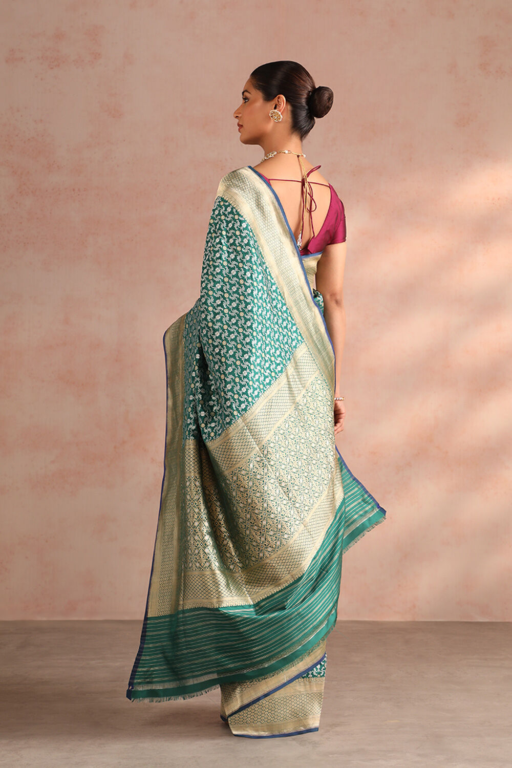 Dark Green Pure Silk Woven Banarasi Saree image number null