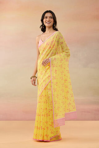Light Yellow Bengal Pure Cotton Kota Screen Printed  Saree thumbnail image number null