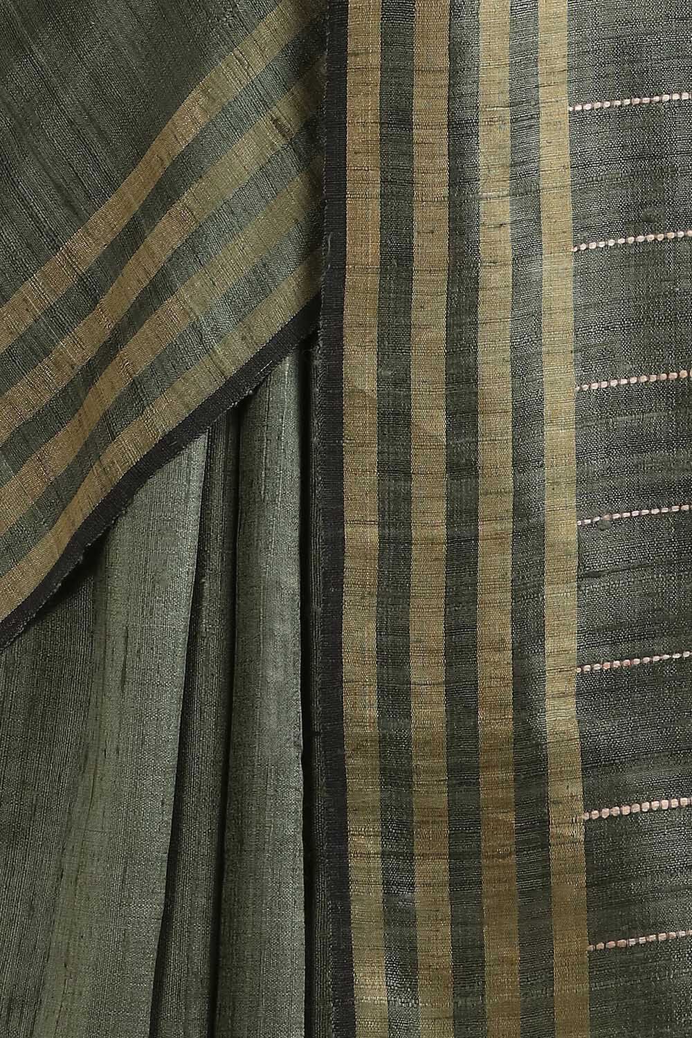 Green Pure Tussar Silk Bhagalpuri Saree image number null