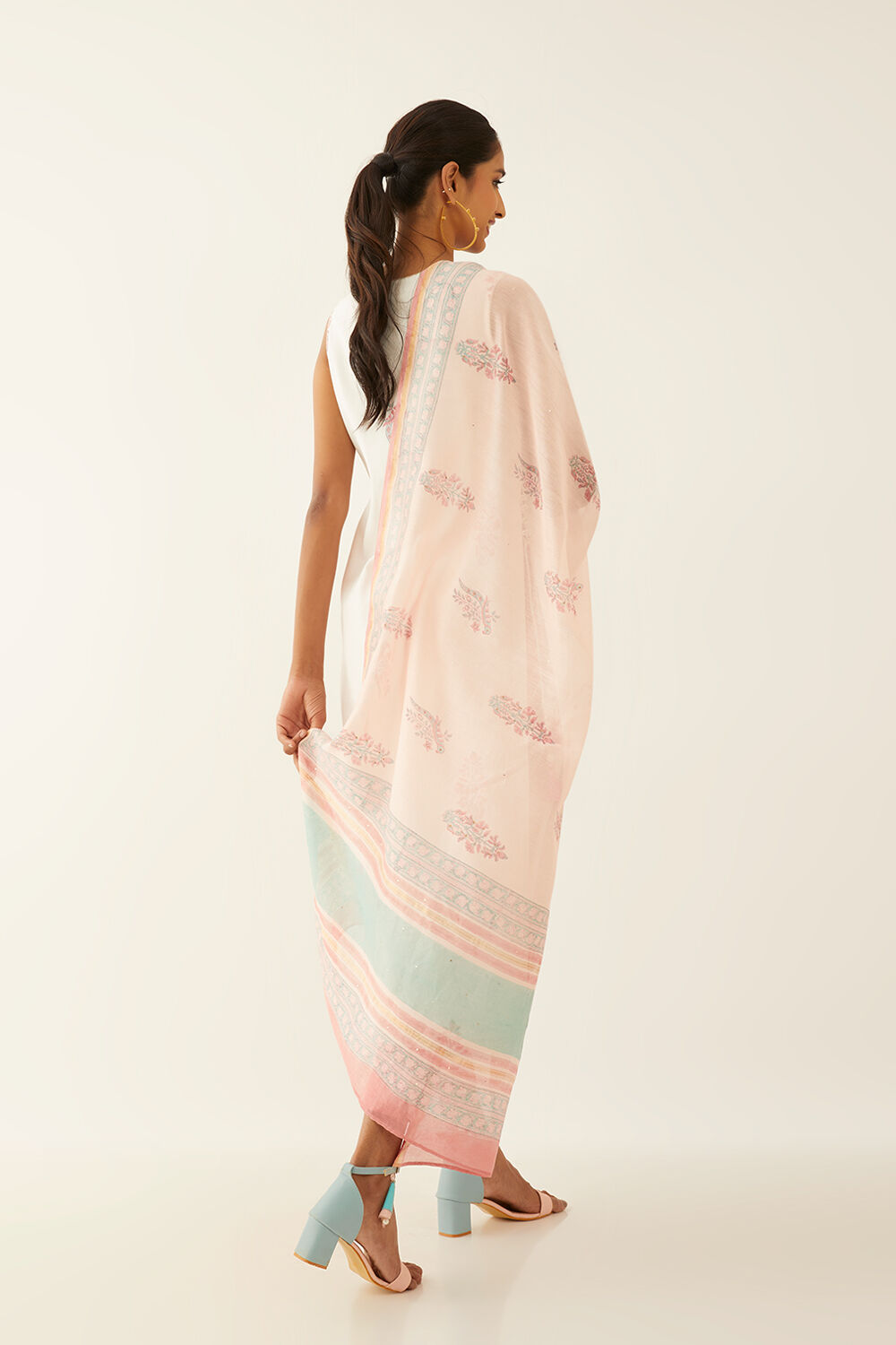 Pink Rajasthan Pure Silk Cotton Printed Sanganeri Dupatta image number null