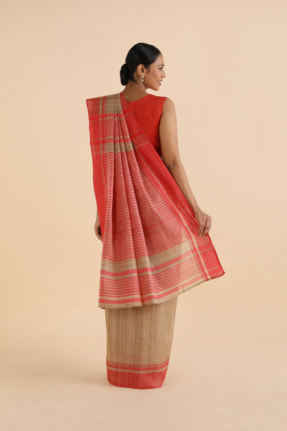 Beige Tussar Bhagalpuri Saree image number null
