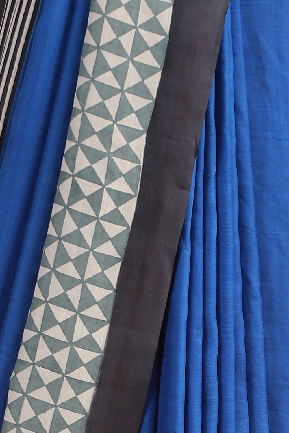 Blue Hand Blockprinted Pure Silk Saree image number null