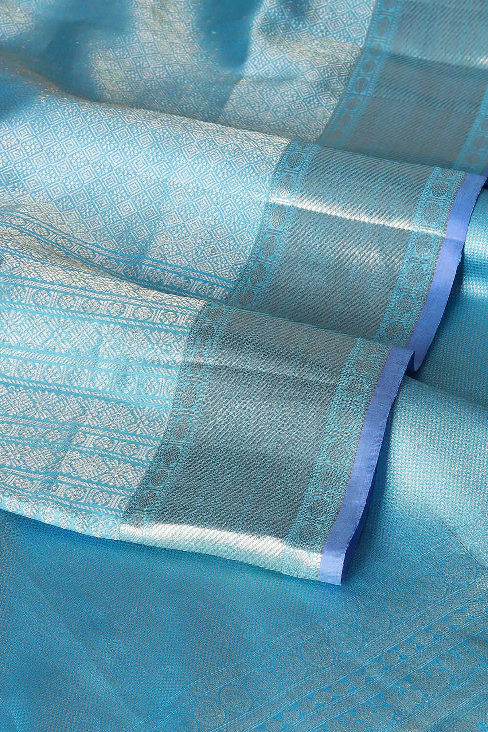 Light Blue Pure Silk Kanjivaram Saree image number null