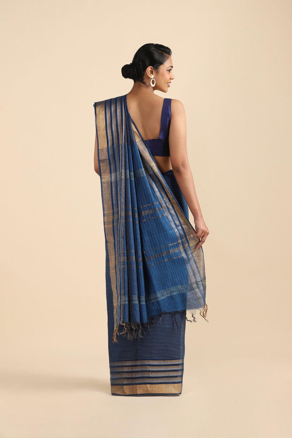 Blue Pure Silk Woven Saree image number null