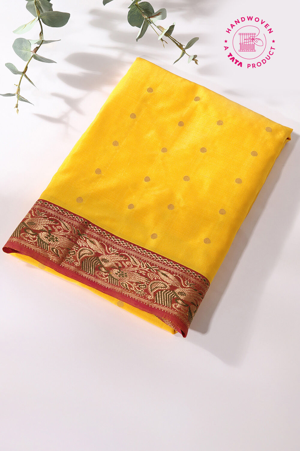 Yellow Pure Silk Chanderi Saree image number null