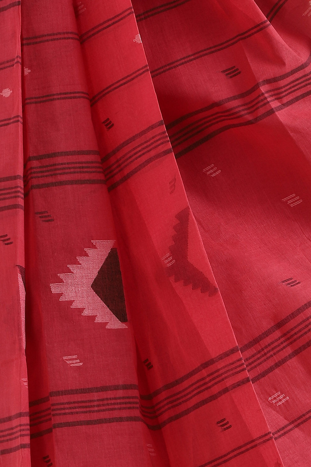Light Red Pure Cotton Bengal Saree image number null