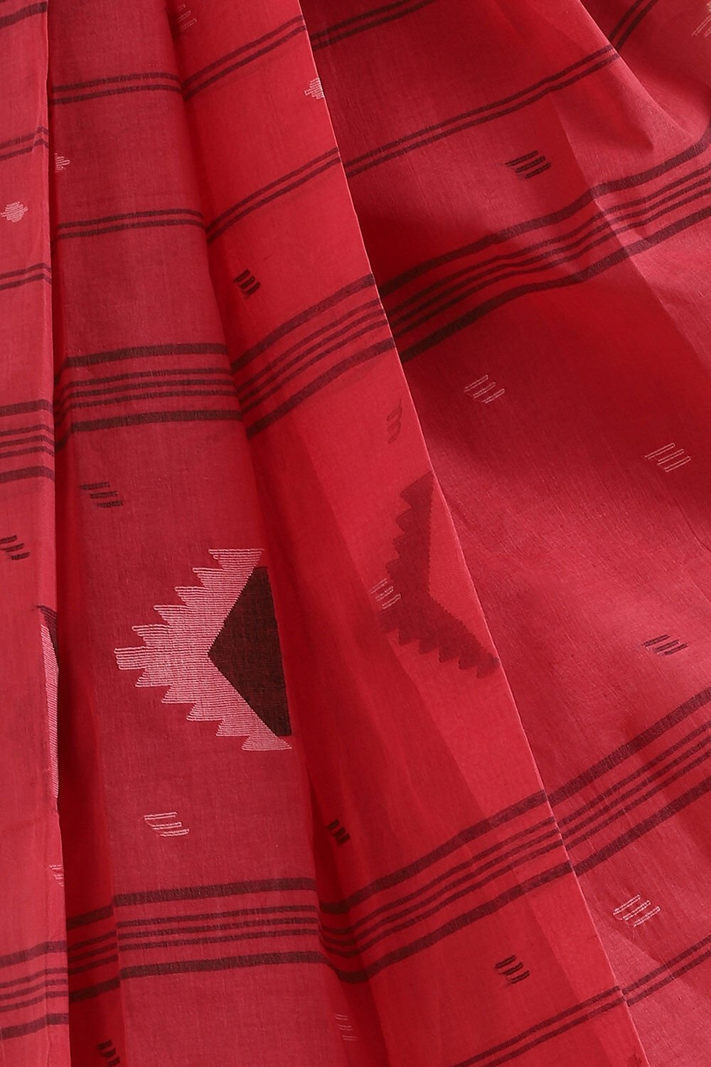 Light Red Pure Cotton Bengal Saree image number null