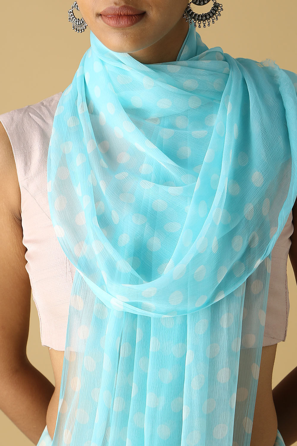 Blue Viscose Chiffon Digital Printed Saree image number null