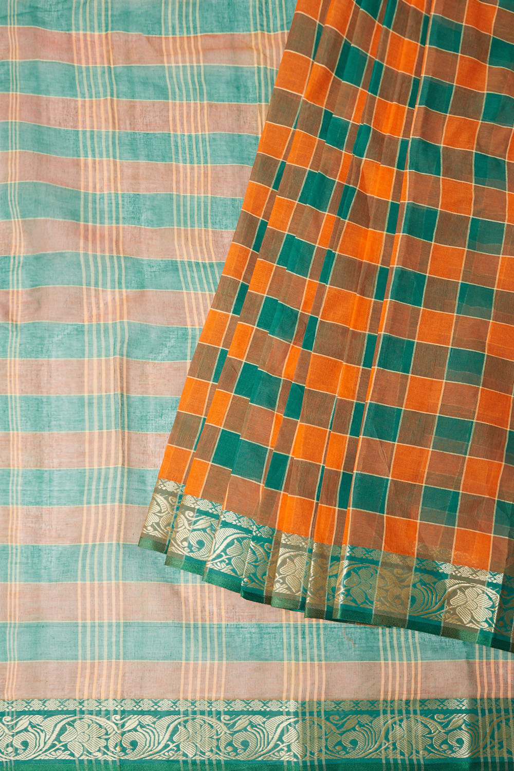 Orange Pure Cotton Bengal Saree image number null
