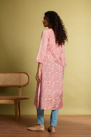 Light Pink Screen Printed Viscose Kurta thumbnail image number null