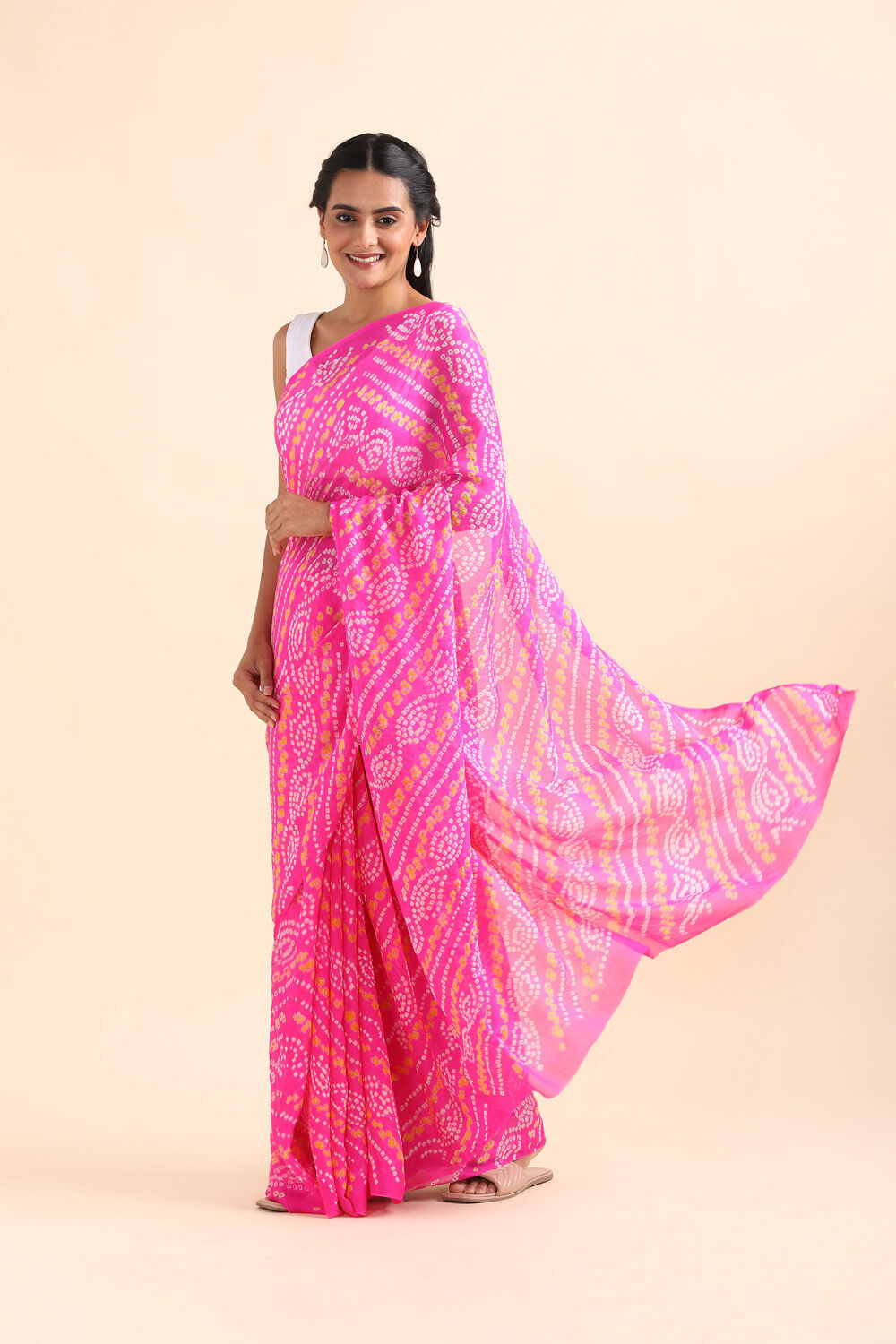 Pink Pure Georgette Bandhani Saree image number null