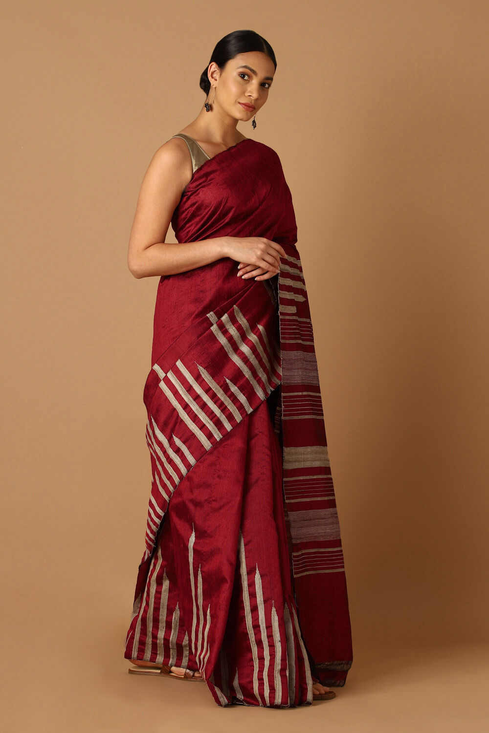 Red Pure Silk Woven Saree image number null