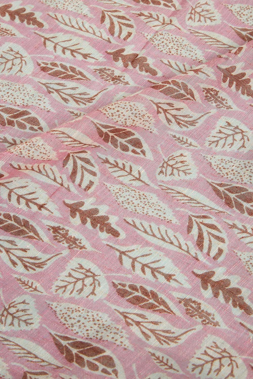 Pink Screen Printed Pure Linen Saree image number null