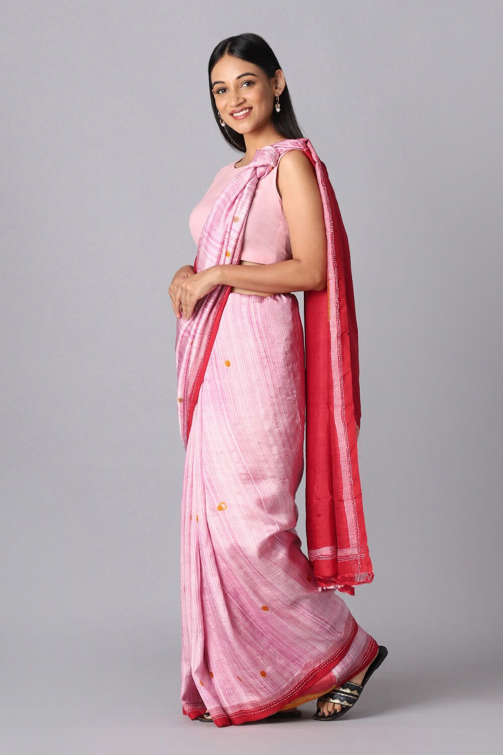 Pink Pure Silk Hand Painted Saree image number null