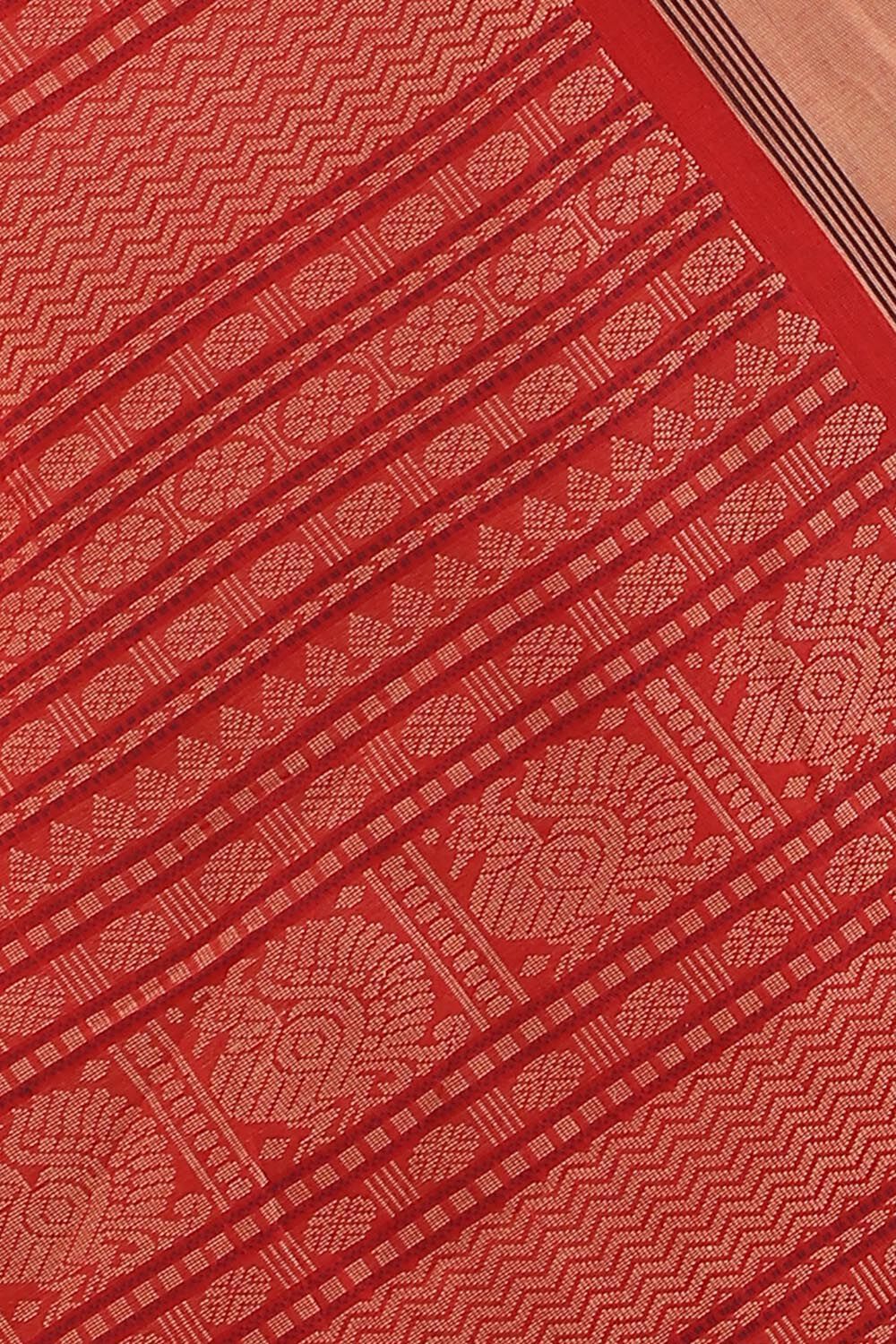 Red Pure Cotton South Saree image number null