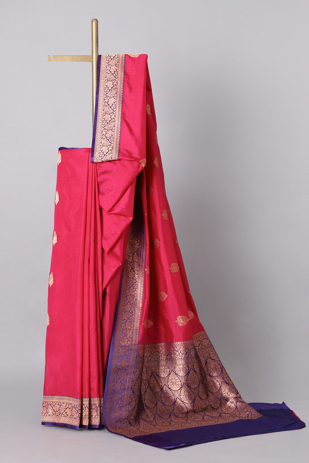 Dark Pink Pure Silk Banarasi Saree image number null