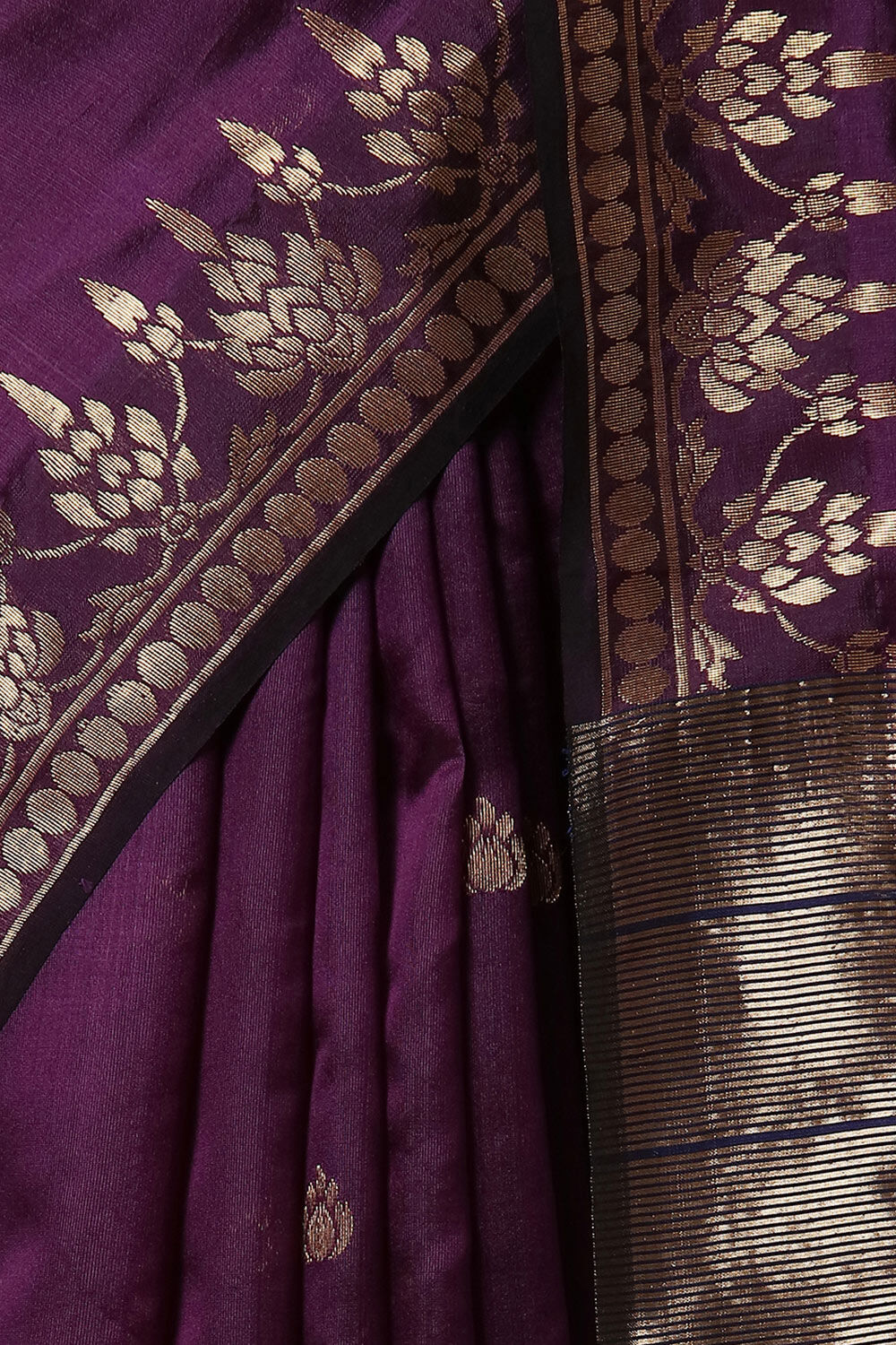 Purple Pure Silk Chanderi Saree image number null