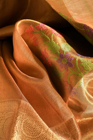 Gold Woven Pure Organza Tissue Kanjivaram Saree thumbnail image number null