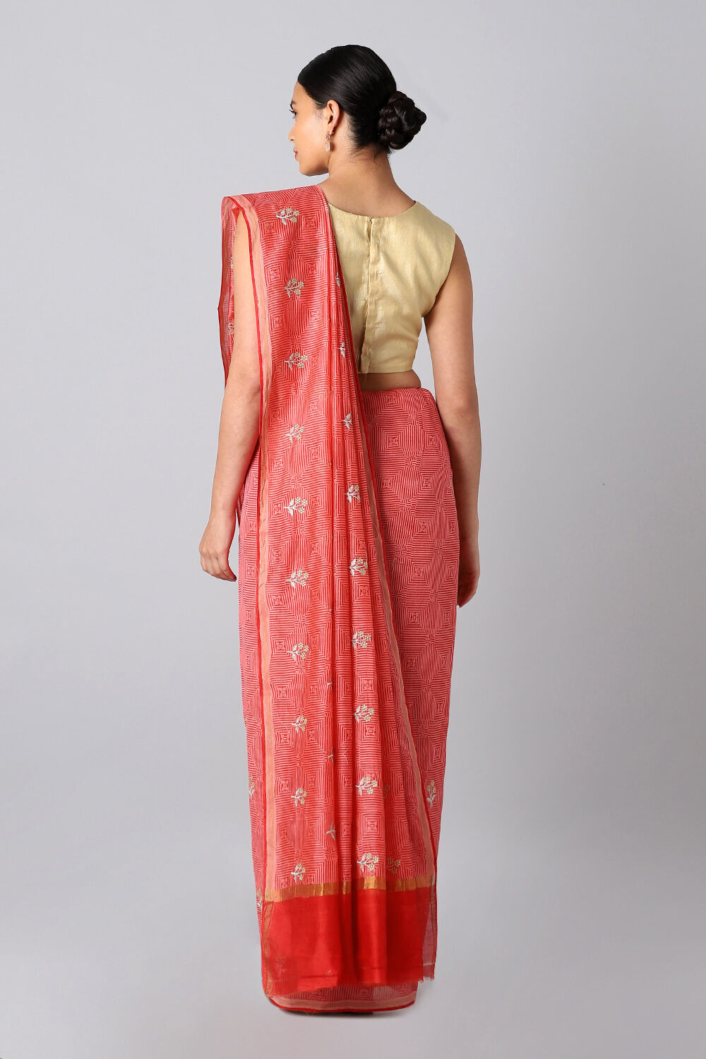 Red Pure Silk Cotton Printed Saree image number null