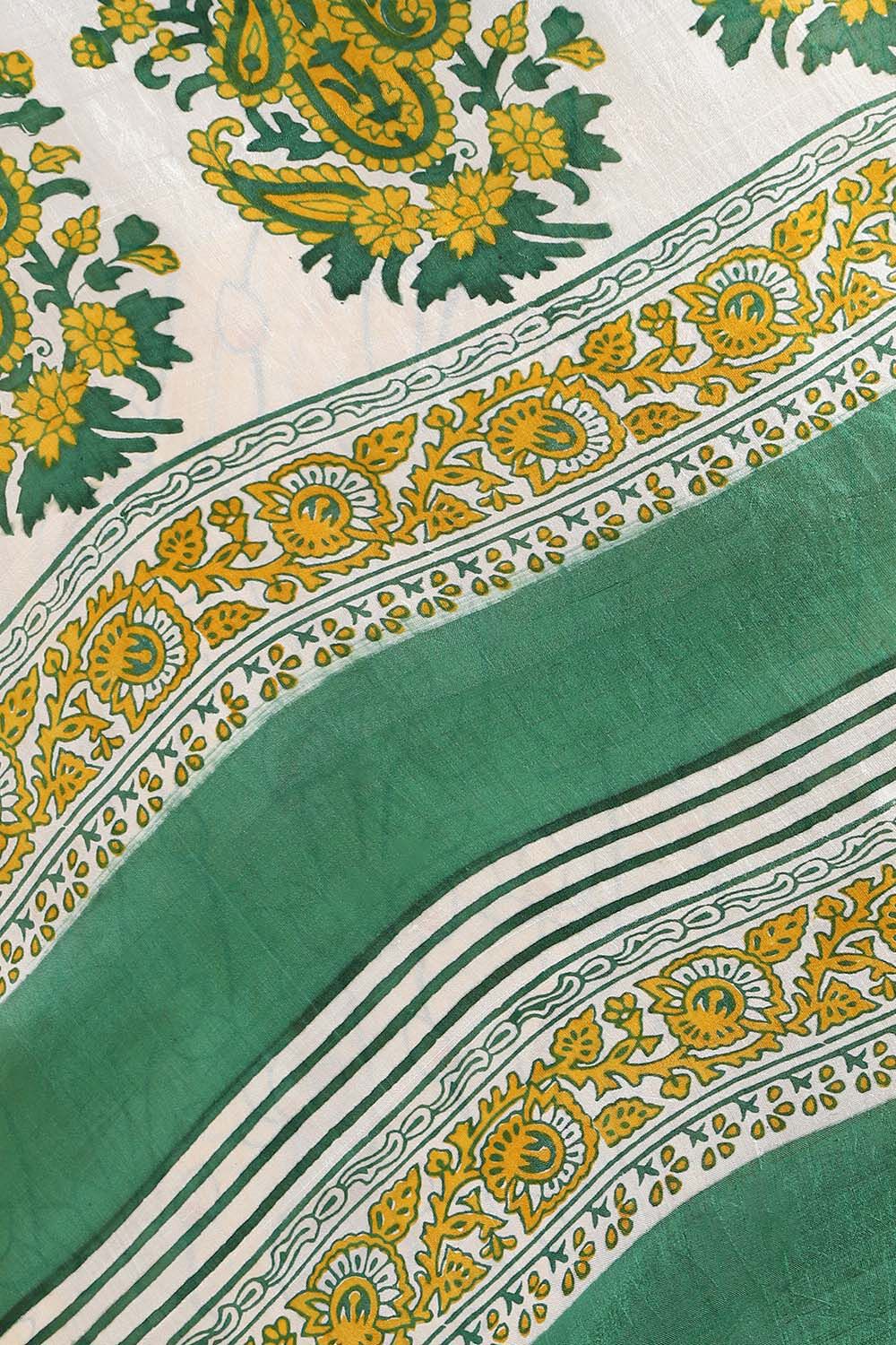 Yellow Pure Silk Printed Saree image number null