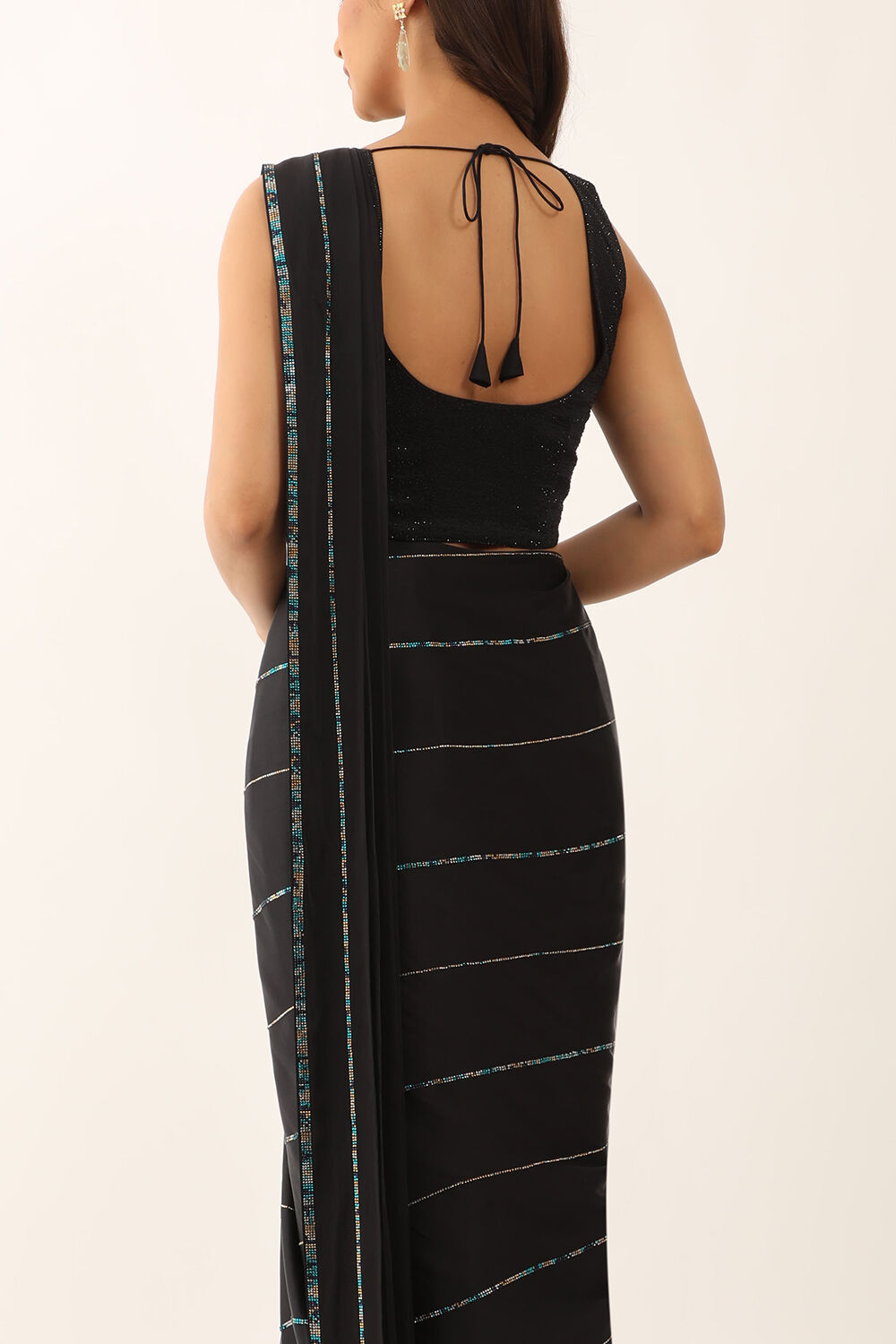 Black Viscose Crystal Saree image number null