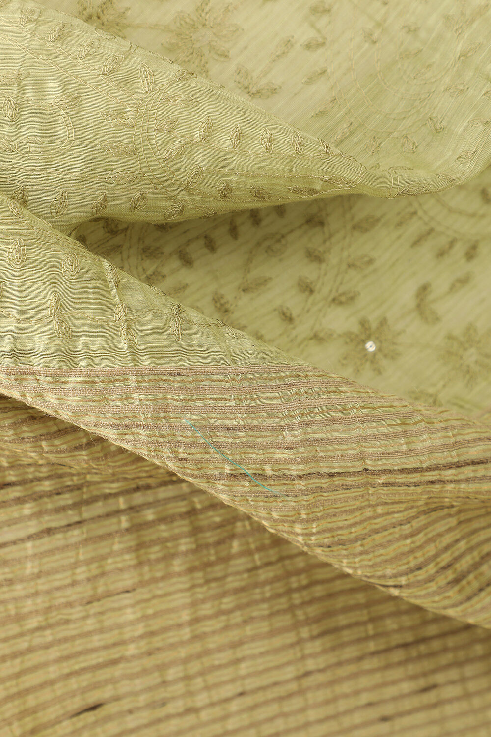Light Green Bhagalpur Pure Silk Linen Embroidered Saree image number null