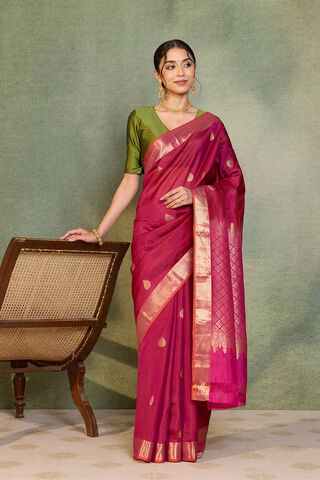 Dark Pink Woven Apsara Silk Viscose Saree thumbnail image number null