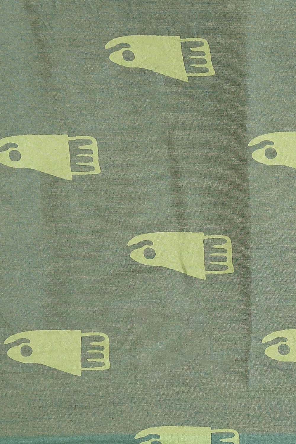 Light Green Cotton Printed Saree image number null