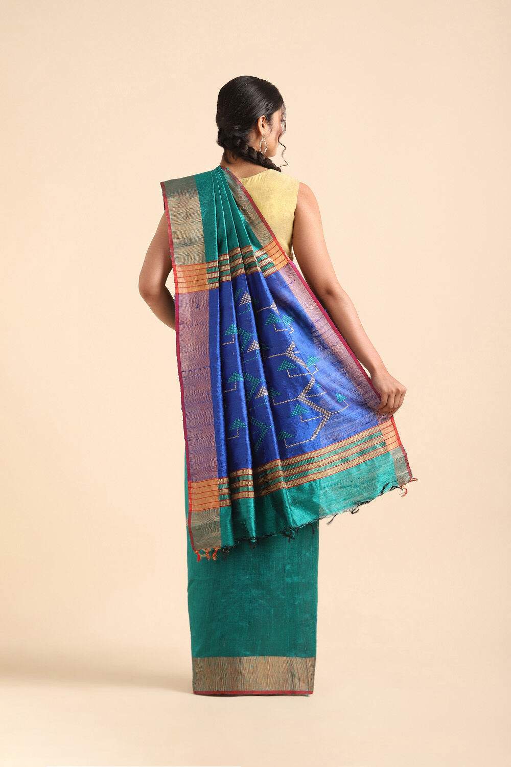 Green Pure Tussar Silk Bhagalpuri Saree image number null