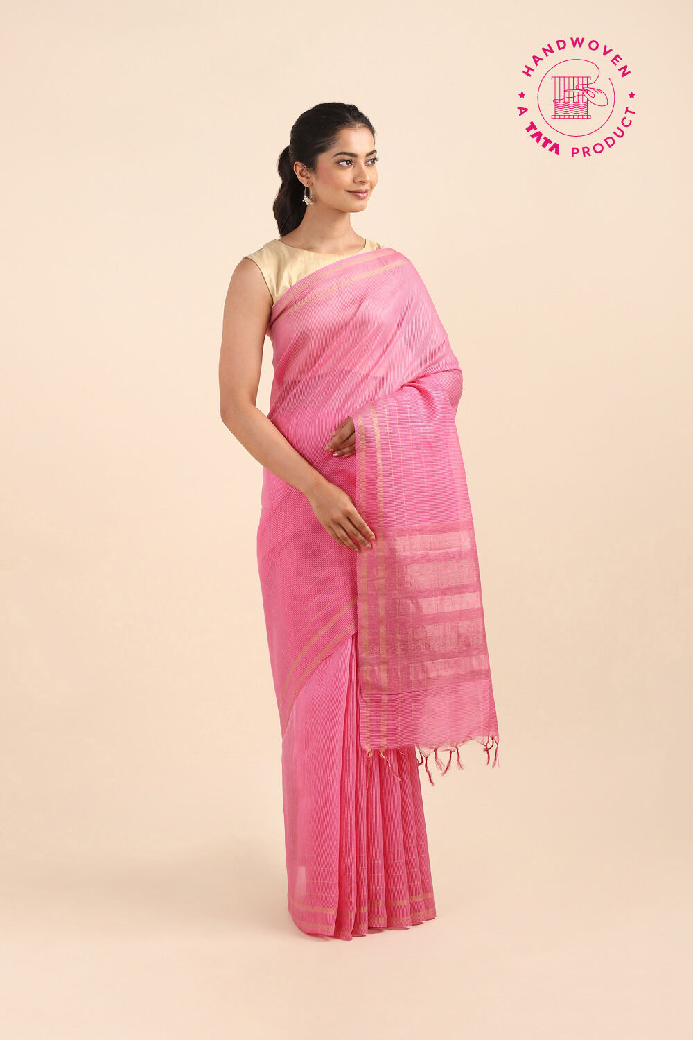 Pink Pure Silk Woven Saree image number null
