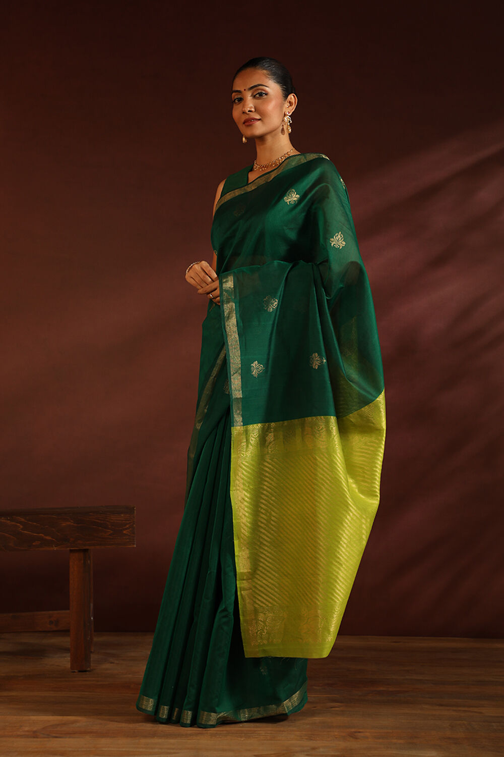 Green South Pure Silk Cotton Woven Saree image number null