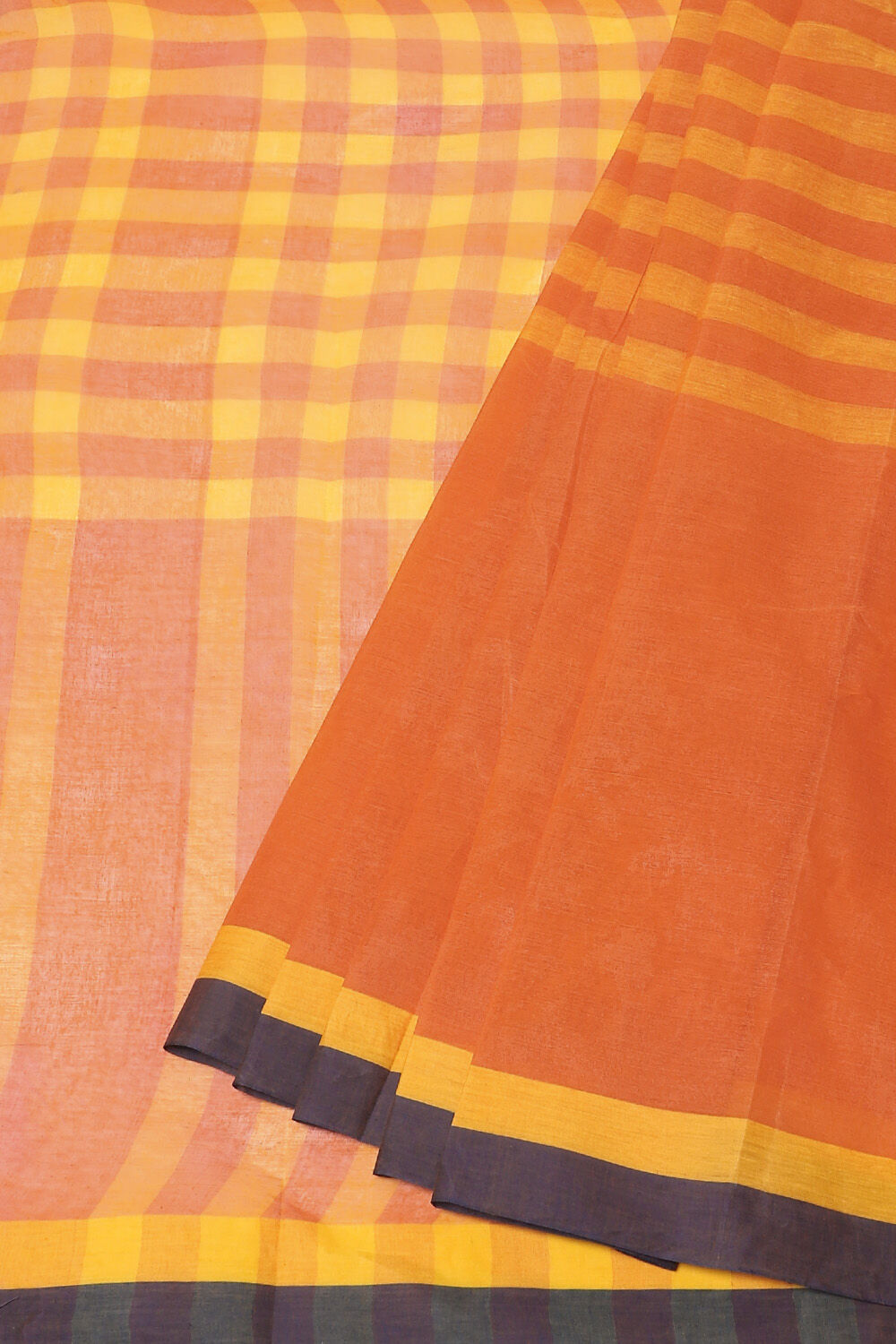 Orange Pure Cotton Bengal Saree image number null