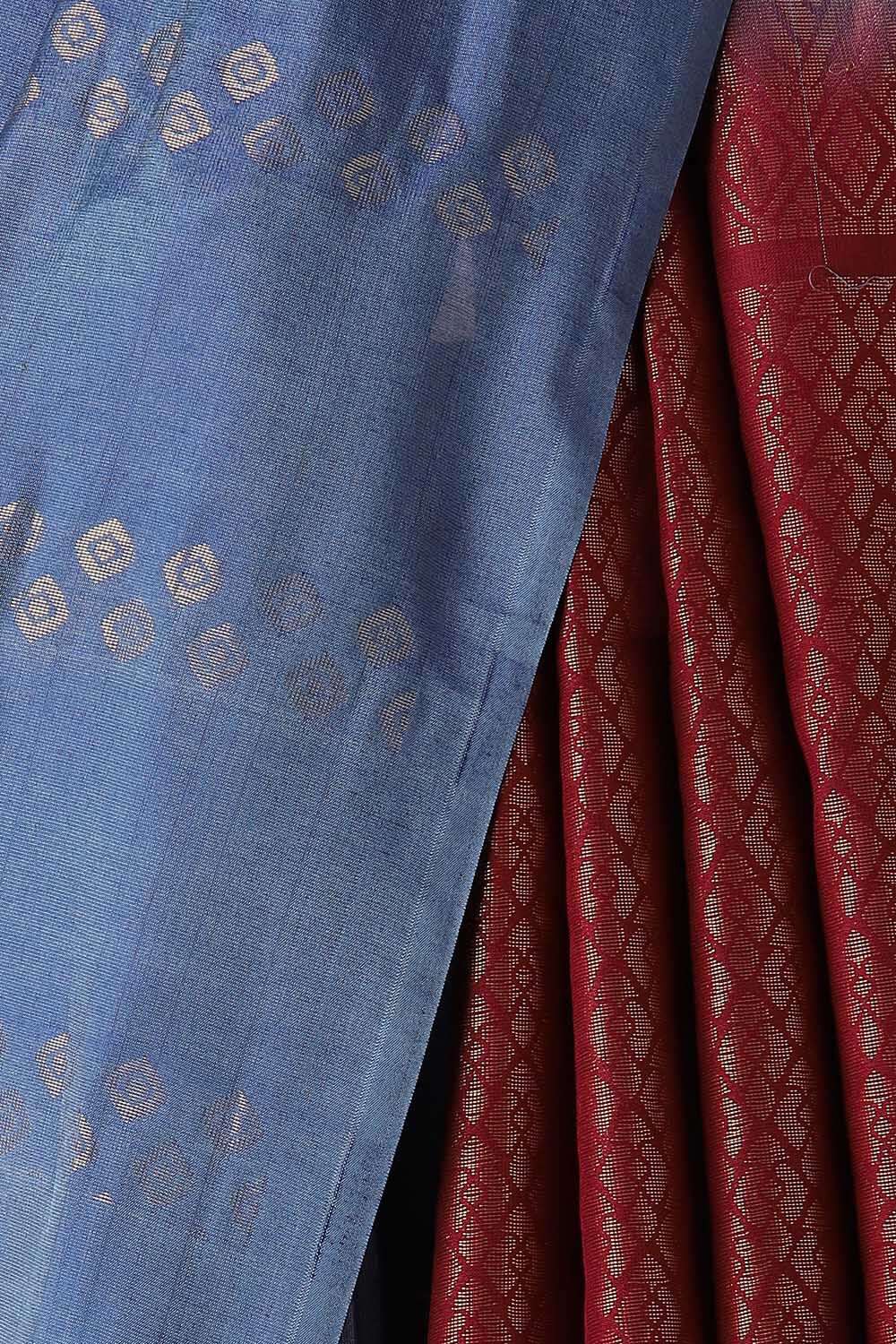 Blue Pure Silk Tencel South Saree image number null