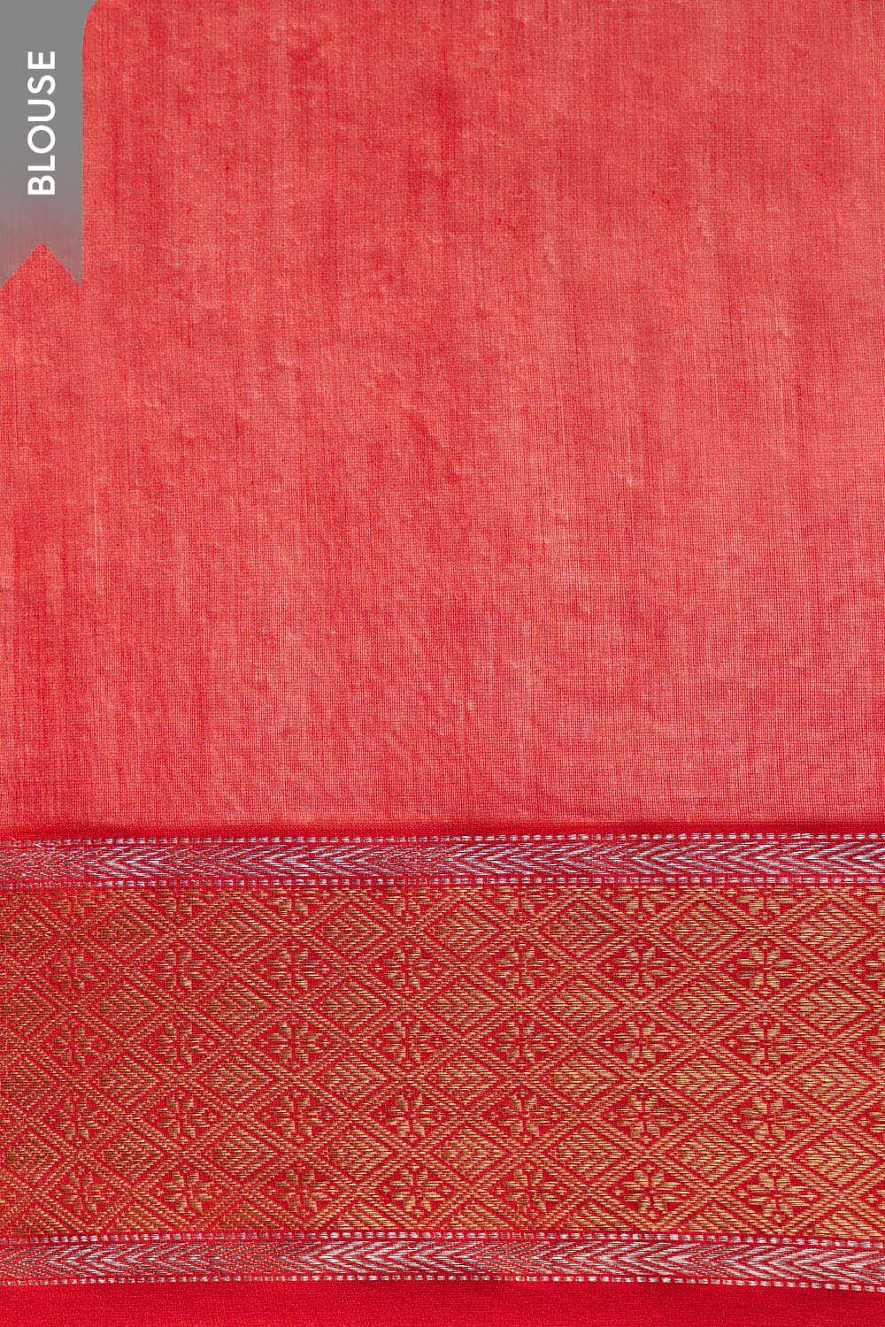 Red Woven Pure Silk Cotton Maheshwari Saree image number null