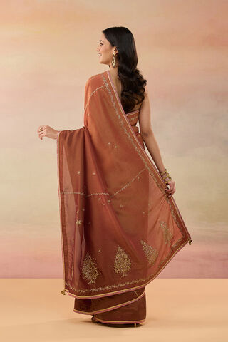 Red Viscose Tissue Embroidered Saree thumbnail image number null