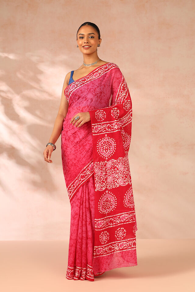 Pink Ujjain Pure Cotton Printed Saree