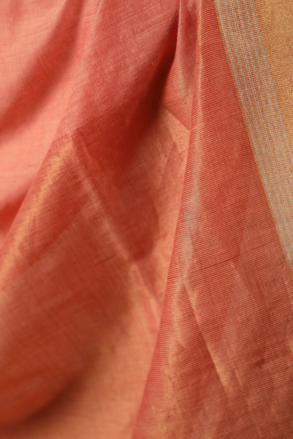 Orange Woven Pure Silk Cotton Bengal Saree image number null
