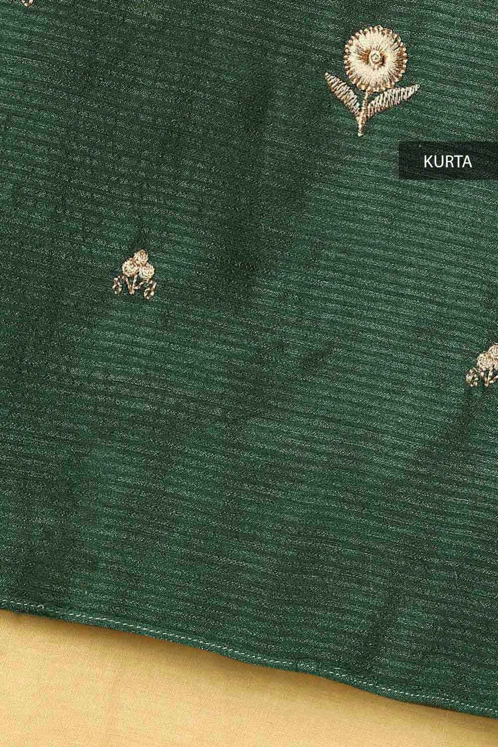 Green Silk Embroidered Unstitched Suit Set image number null